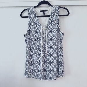 Blue and white patterned tank top